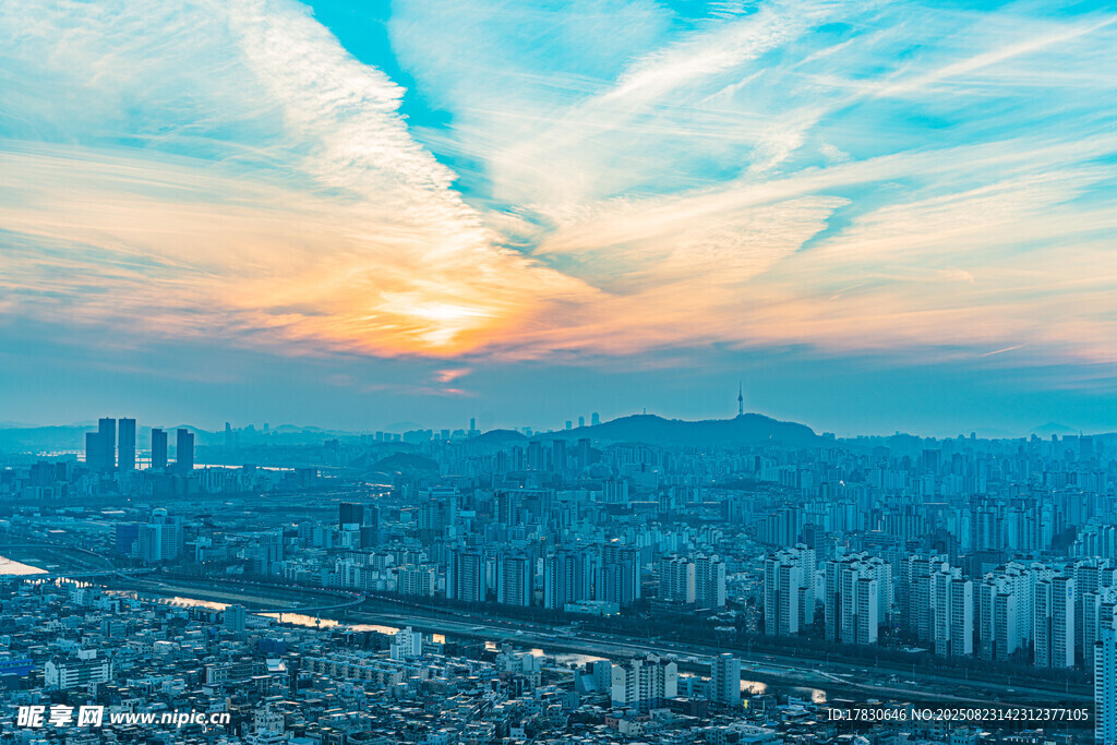 城市日落全景美景