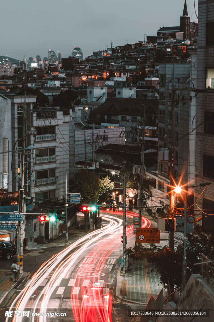 城市夜景车流光影之美