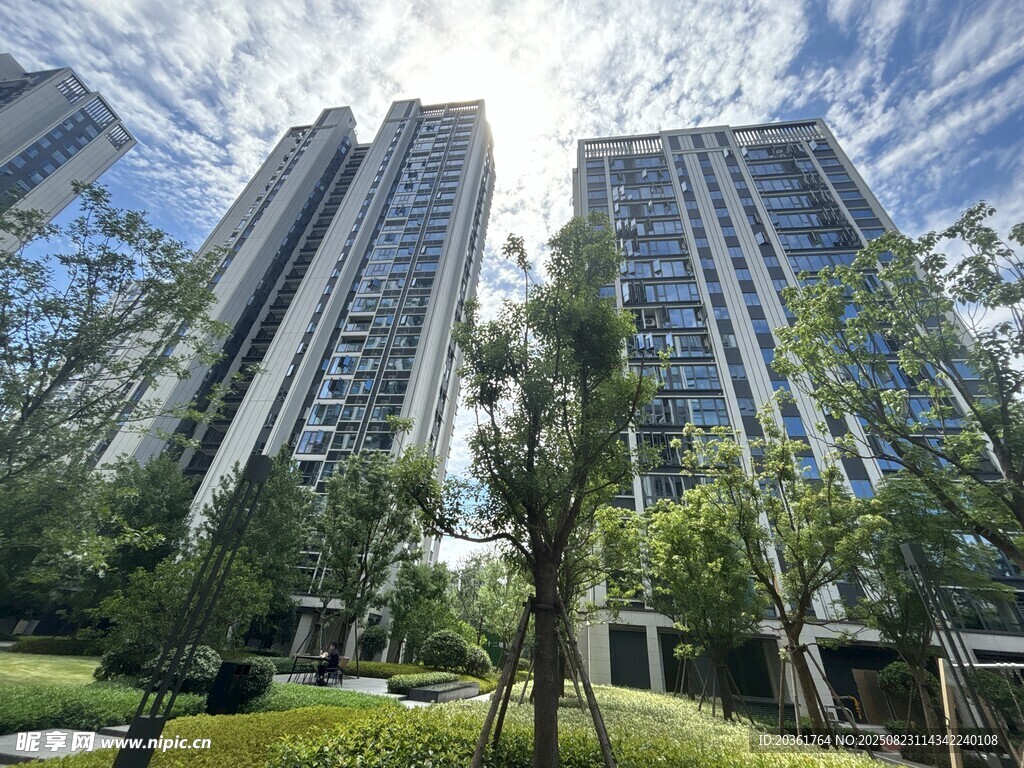 都市绿荫环绕的高层住宅