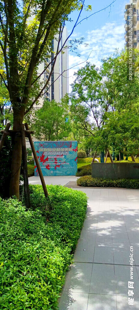 小区内绿意盎然的小径
