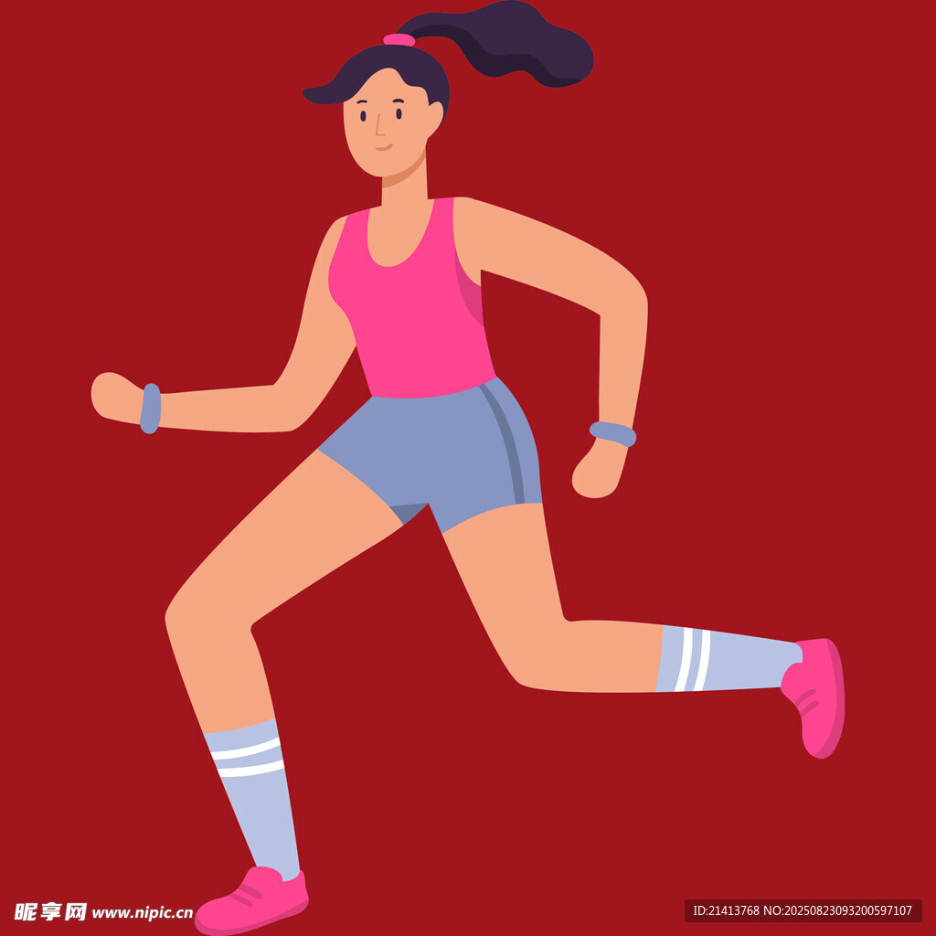 活力女性畅快跑步瞬间