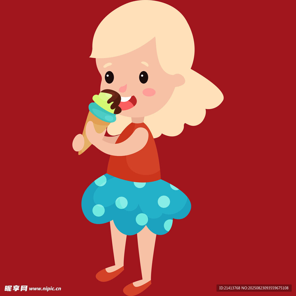 吃冰淇淋的可爱小女孩