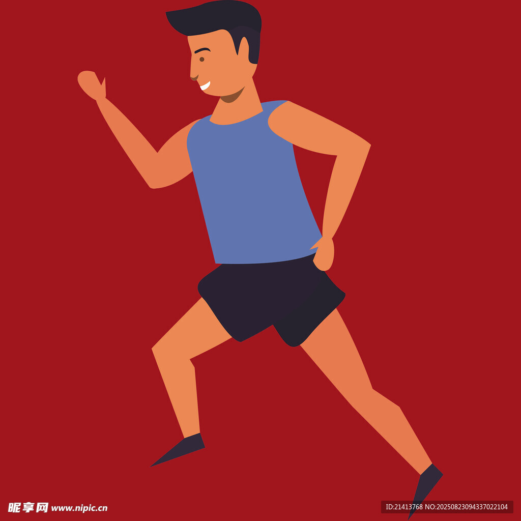 活力男子跑步动态插画