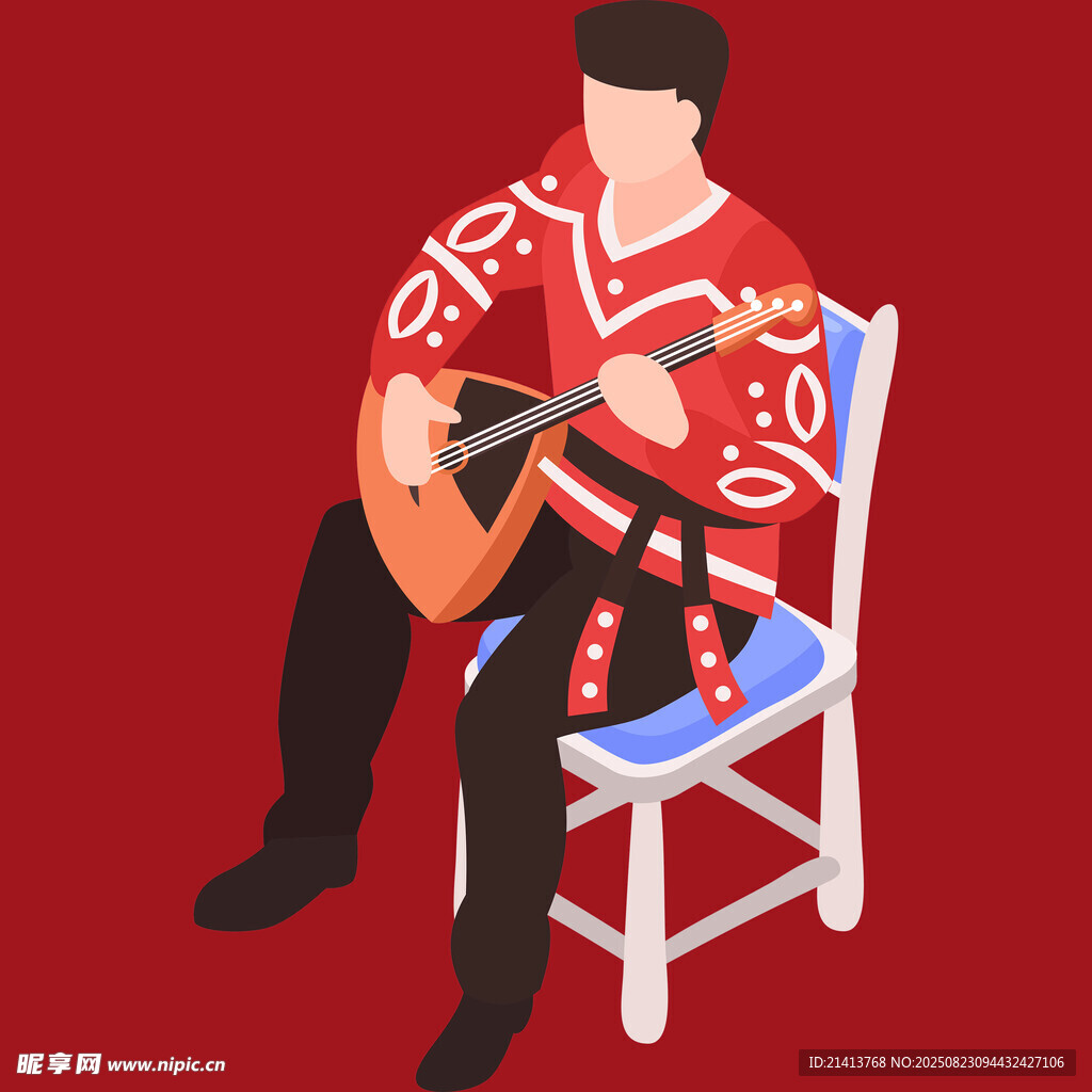 男子坐椅弹吉他