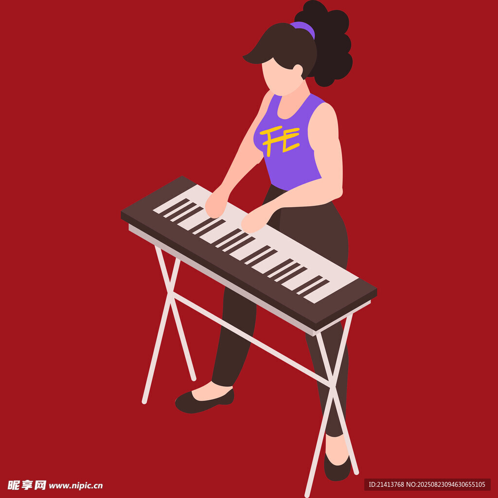 弹奏电子琴的活力女孩
