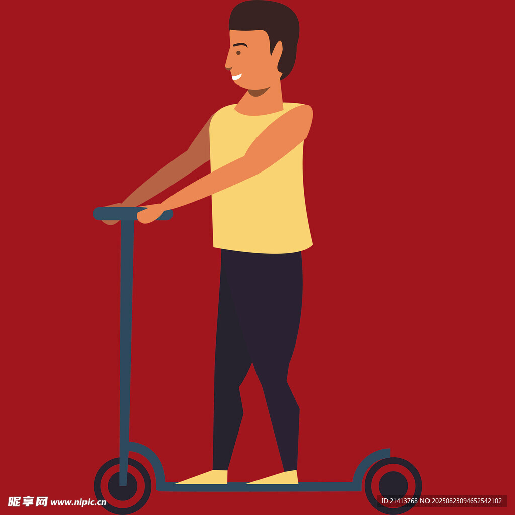男子骑行电动滑板车