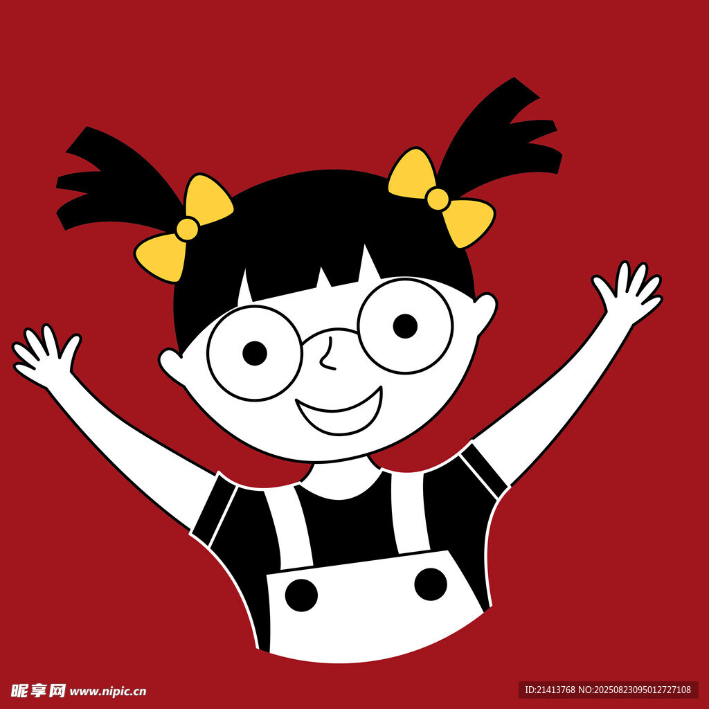 扎双马尾的快乐小女孩