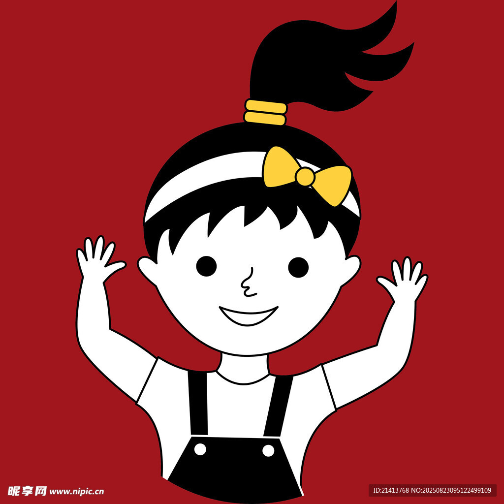 扎马尾的欢乐小女孩
