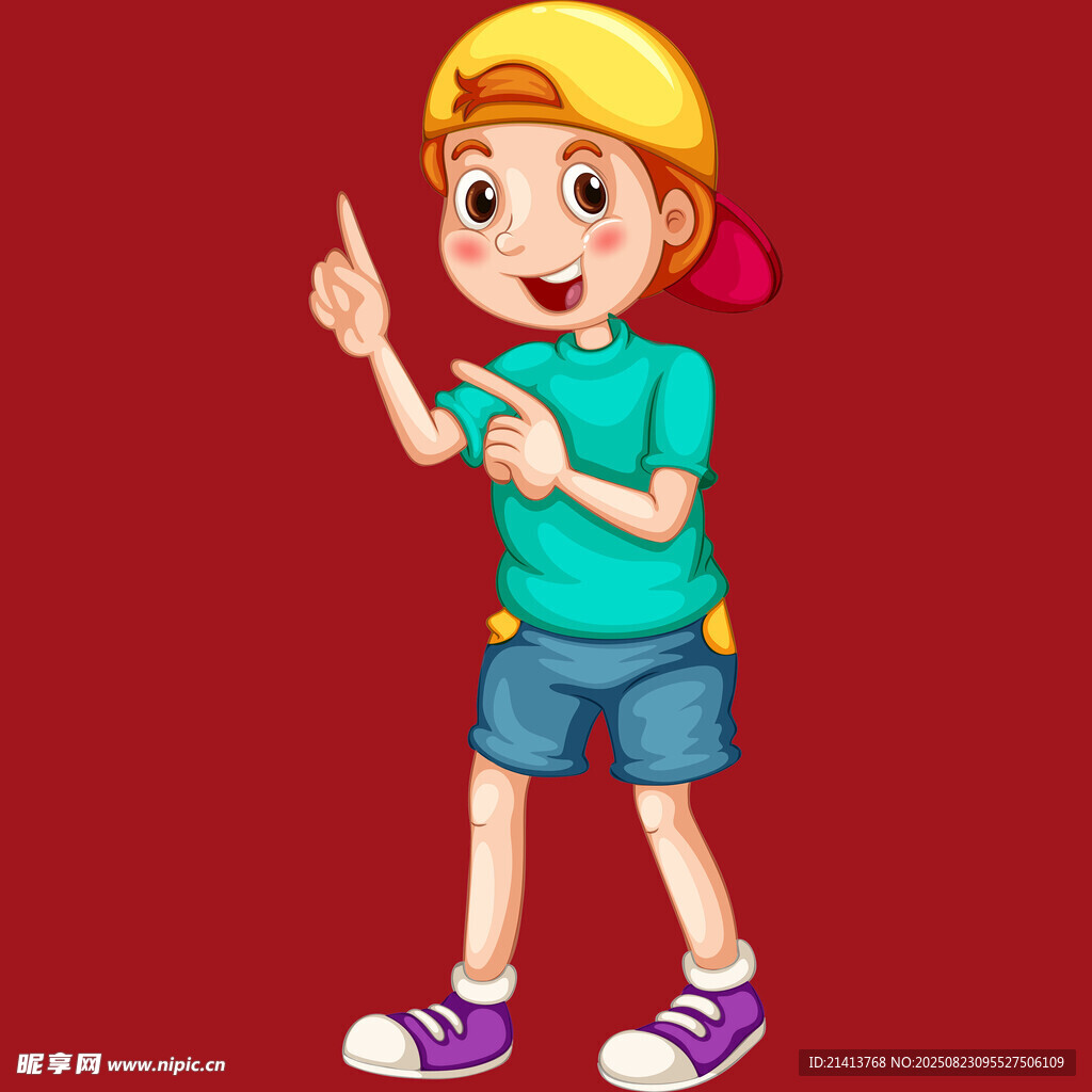 俏皮小男孩展示动作
