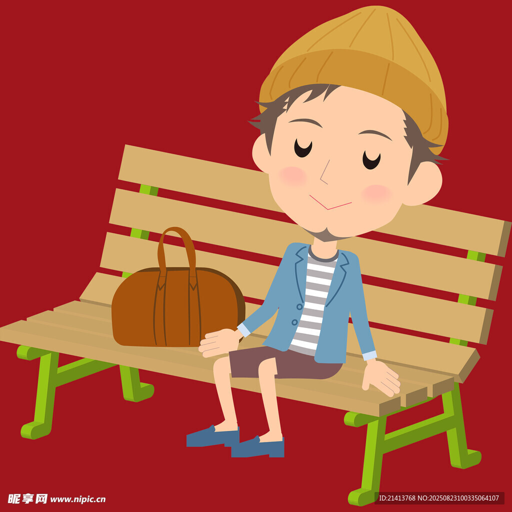 坐在长椅上的男孩