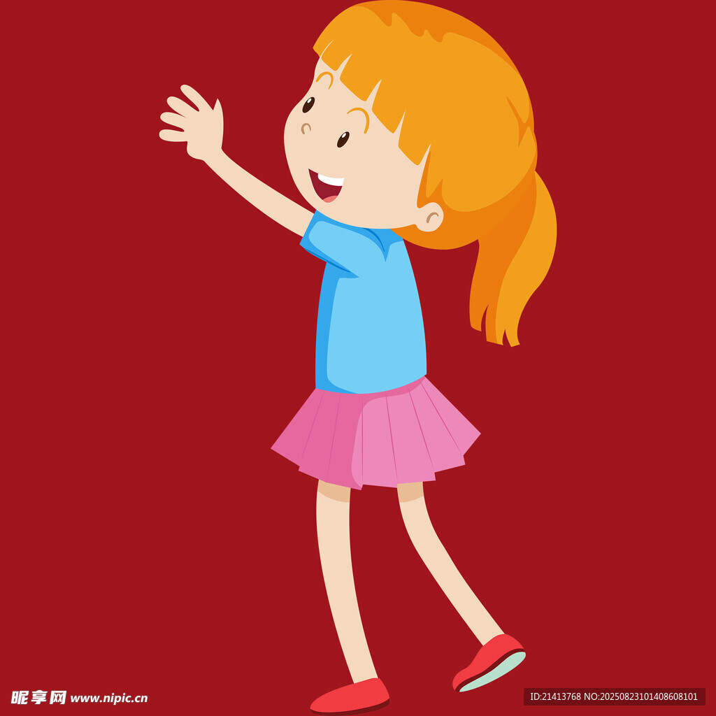 欢快女孩抬手舞动