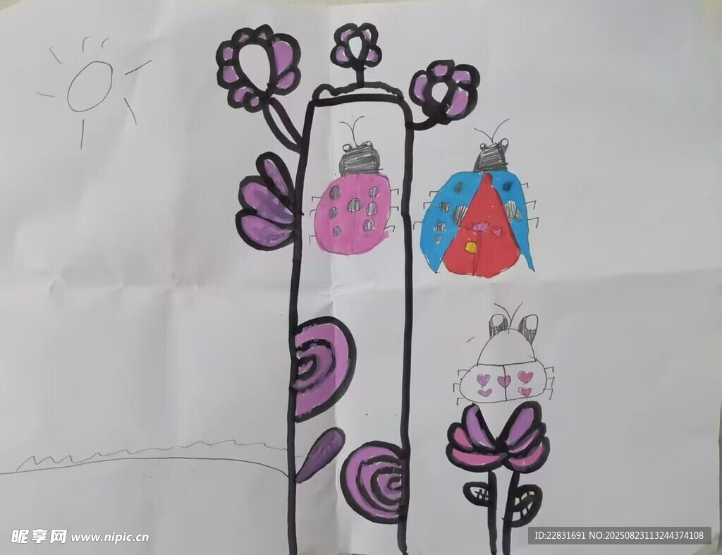 儿童画   花瓶绘画 花朵