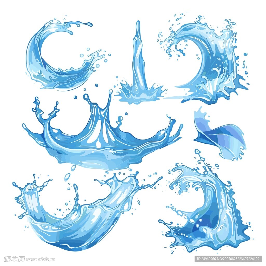 蓝色水花图案集合