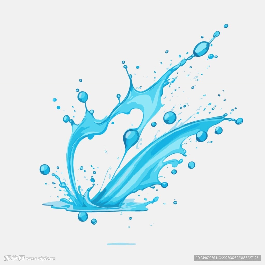 蓝色水花飞溅效果图案