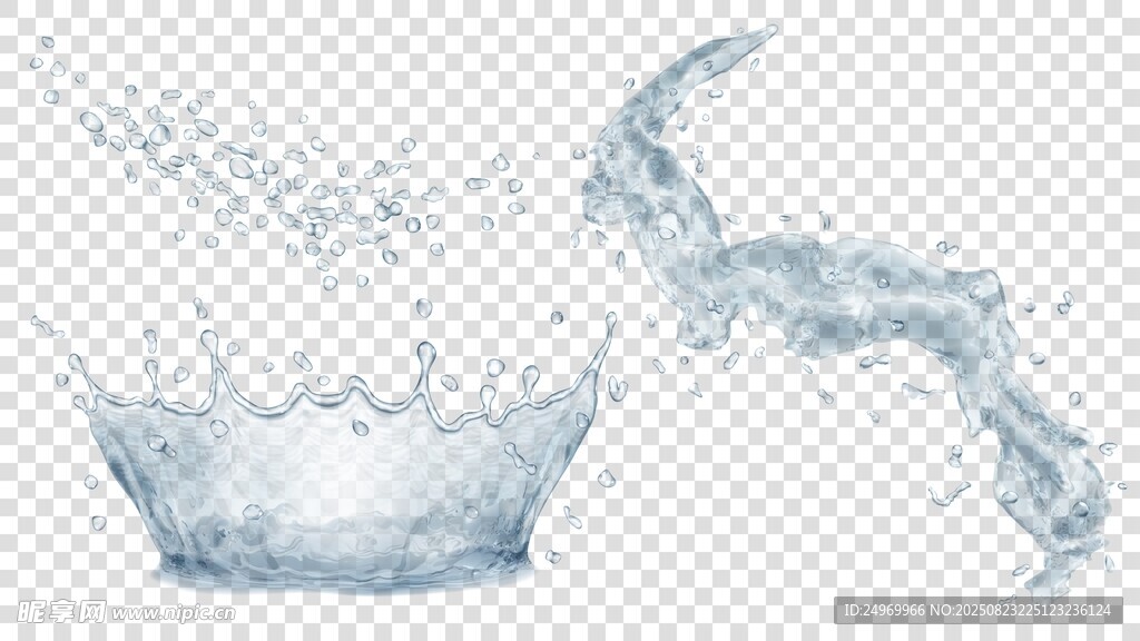水花飞溅的透明水盆