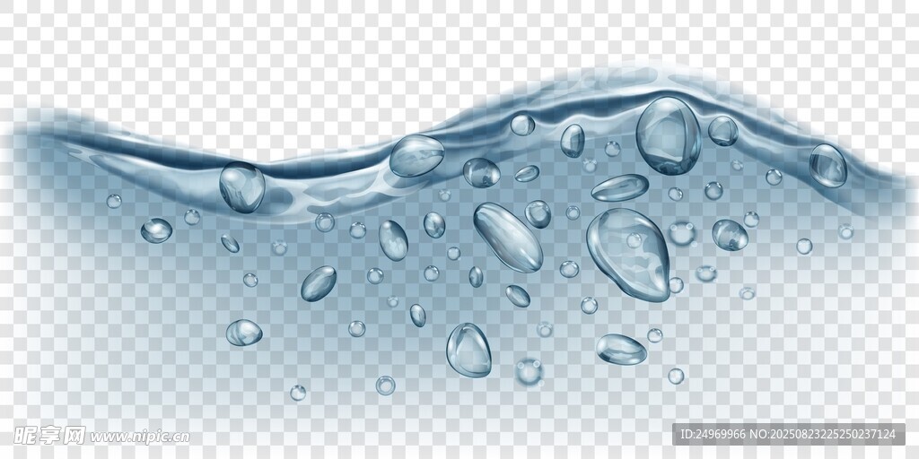水滴灵动的蓝色水波画面