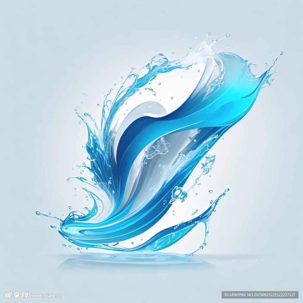 蓝色动感水花艺术图案