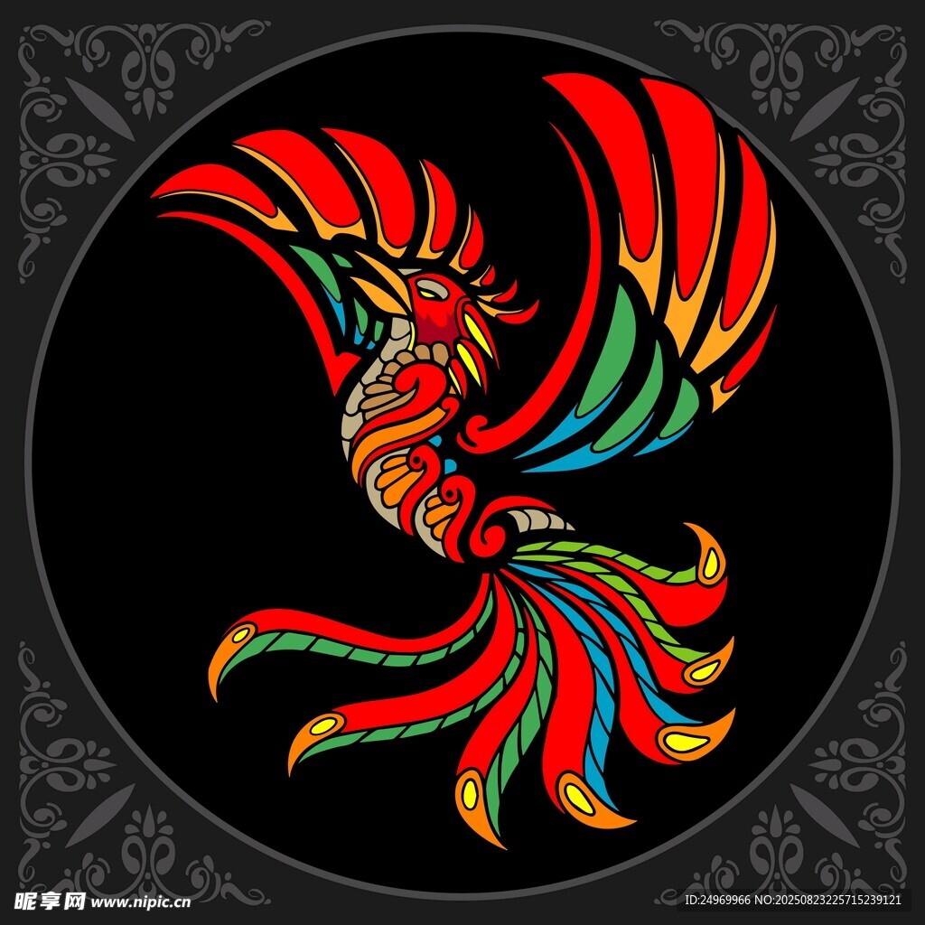 彩色凤凰图案
