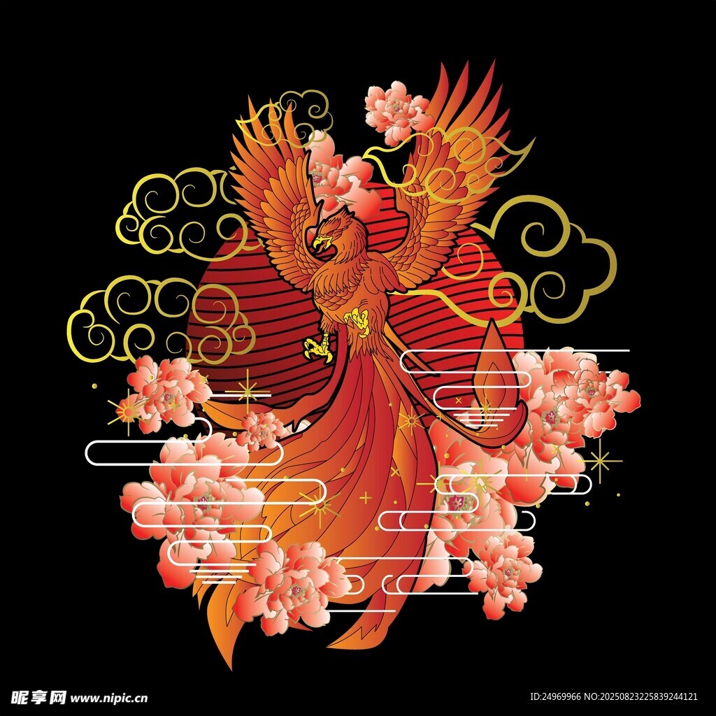 凤凰伴花图 