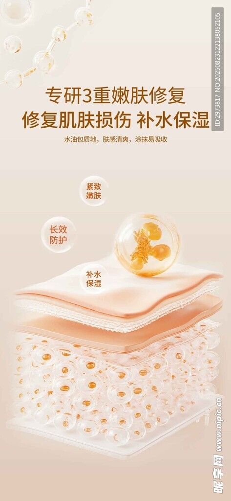 护肤品细胞分子涂抹效果详情页图