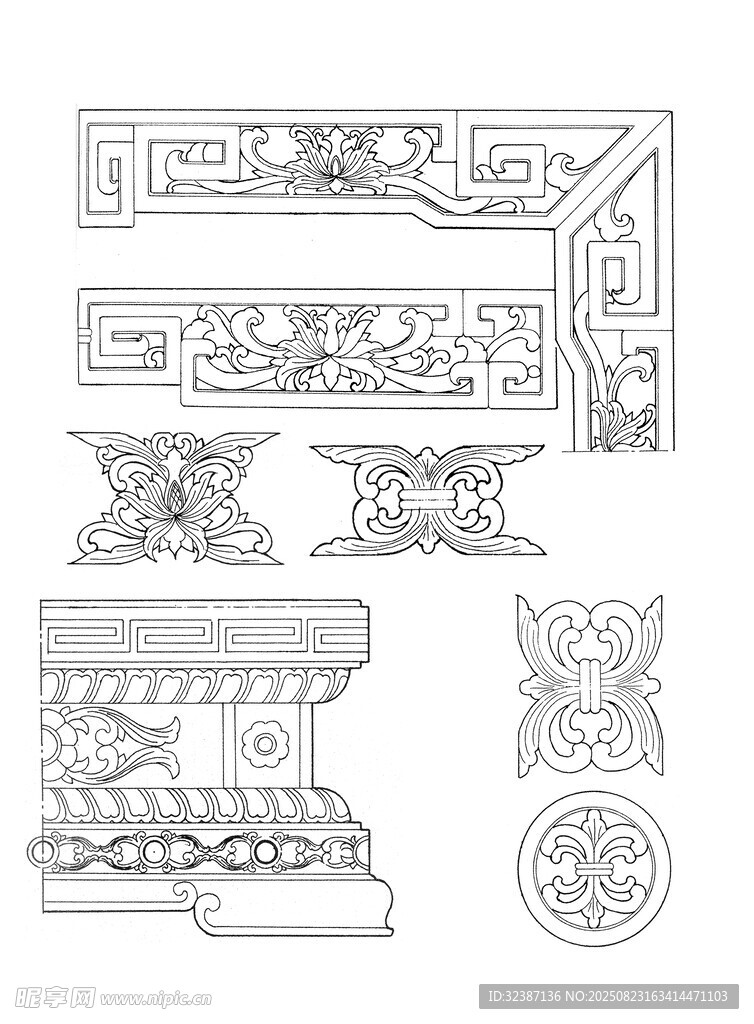 中式传统建筑装饰图案
