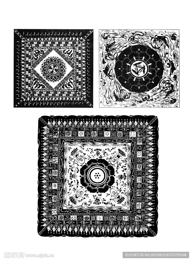 黑白几何图案装饰画