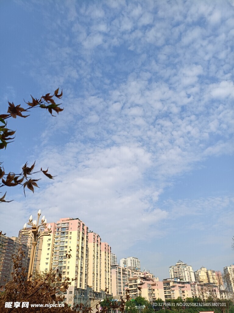 城市上空的蓝天与建筑
