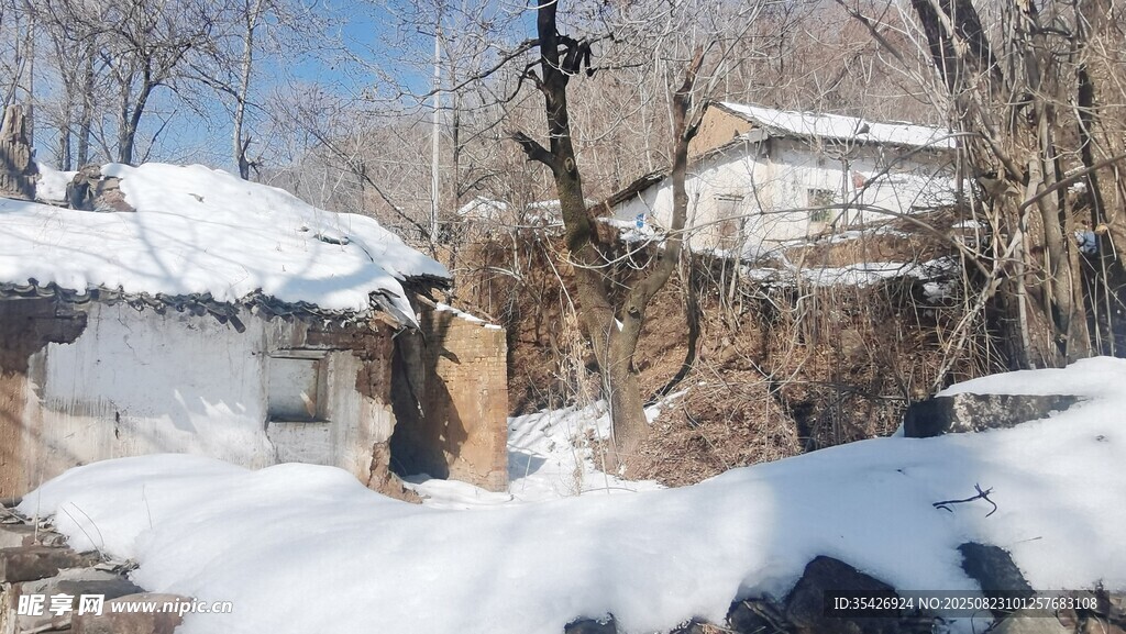乡村白雪皑皑