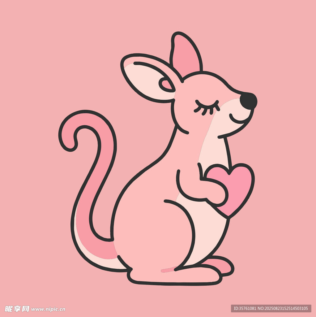 袋鼠创意抽象儿童手绘插画