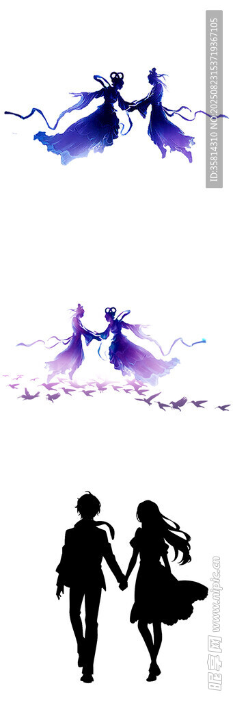 浪漫情侣剪影梦幻相依