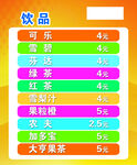 饮品价格表展示