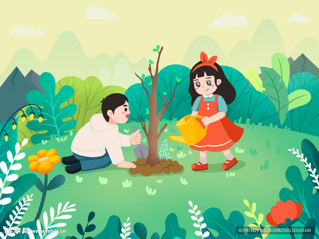 植树节插画