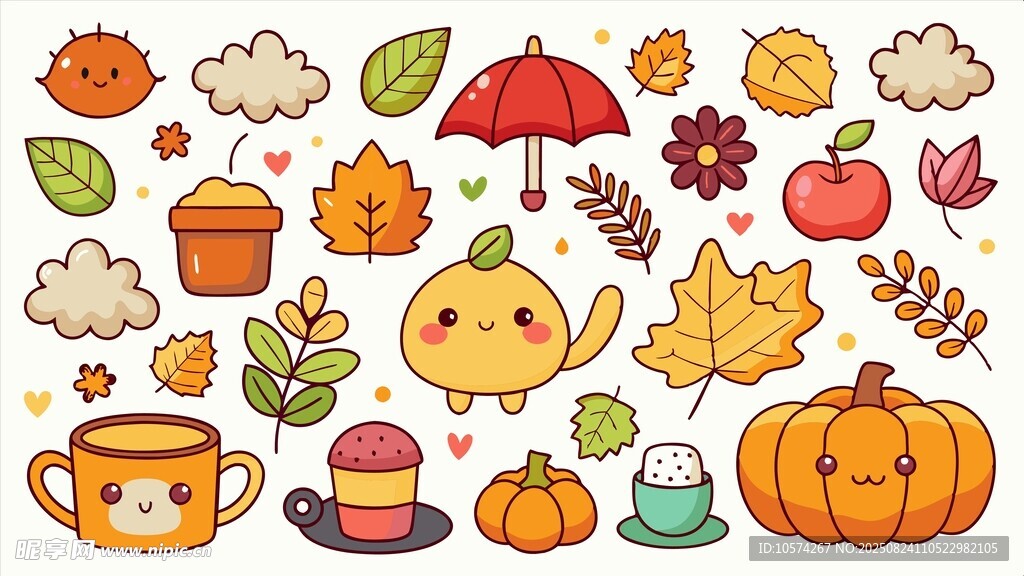 秋季元素集合插画
