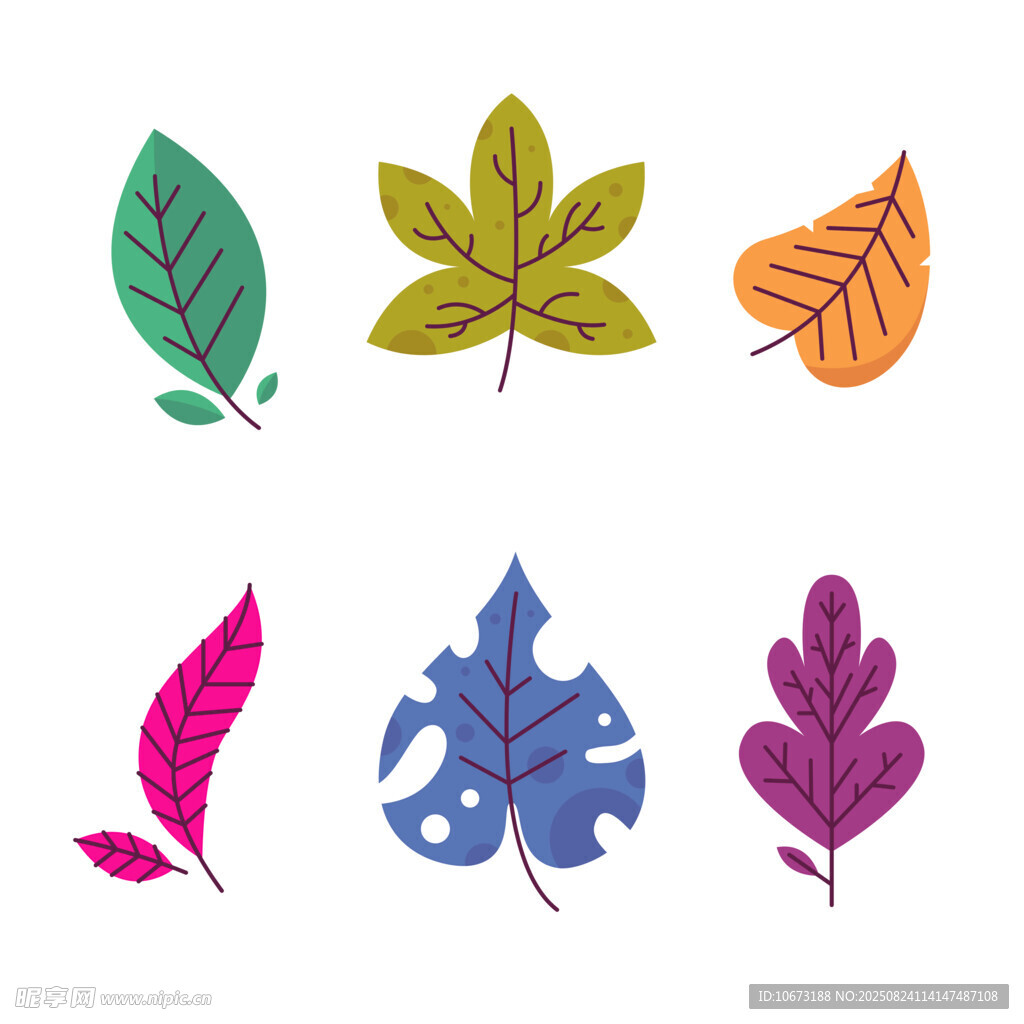 多彩秋叶矢量插画素材