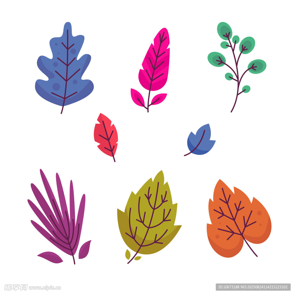 多彩秋叶矢量插画素材