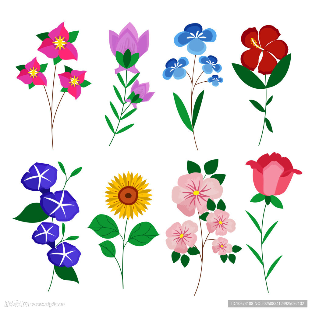 多彩手绘花卉图案集合