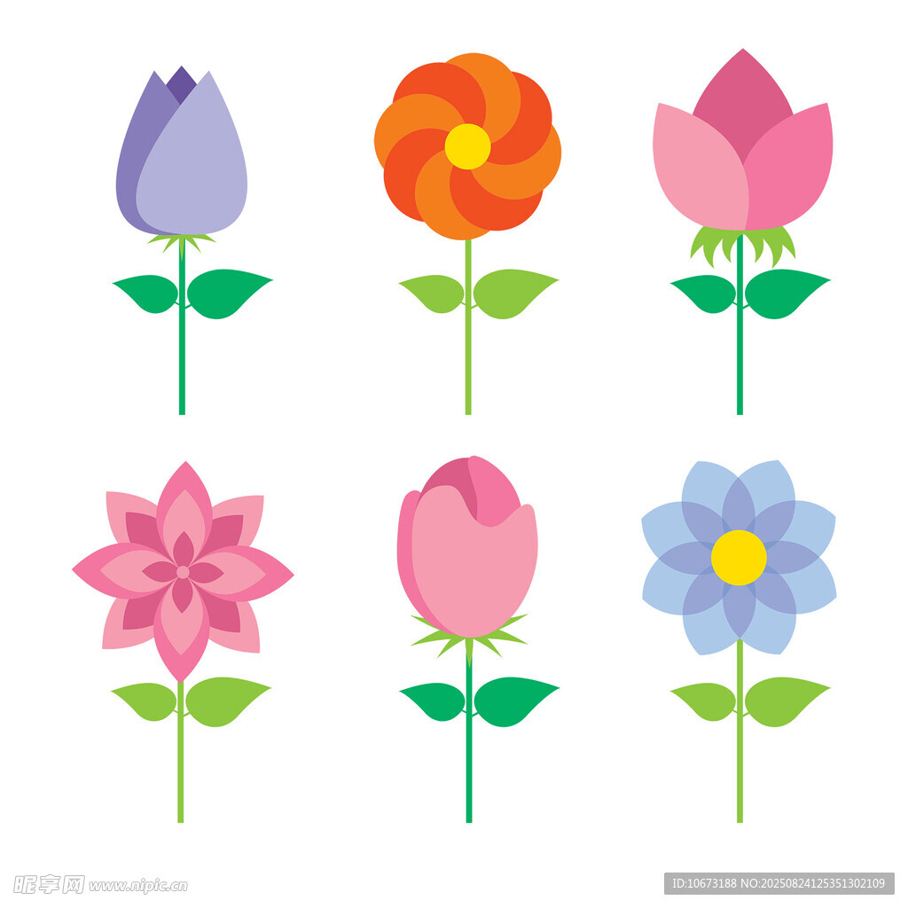 多彩手绘花朵插画