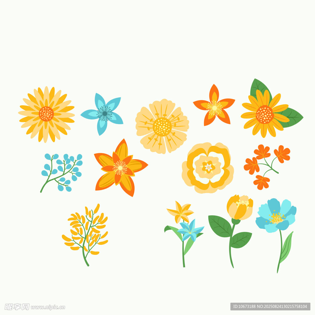 多彩手绘花卉图案集合