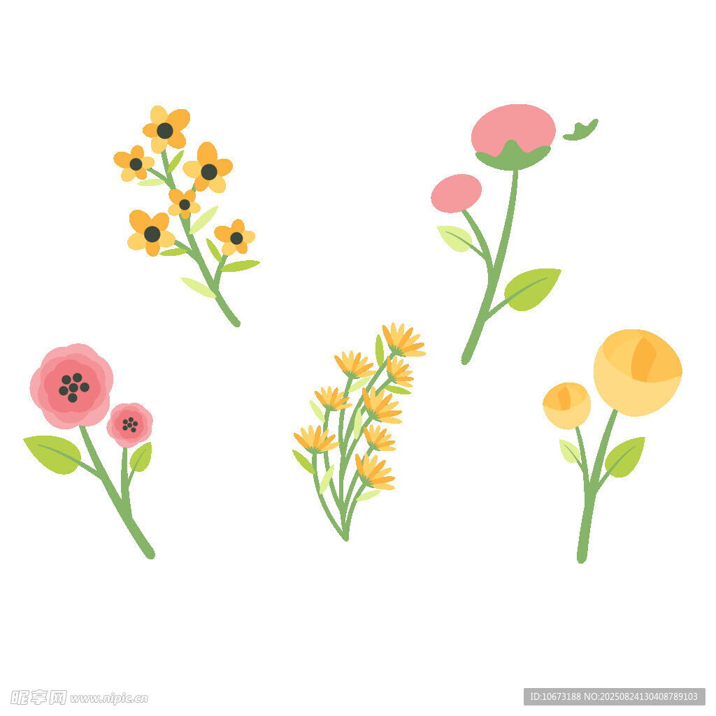 手绘可爱花卉插画