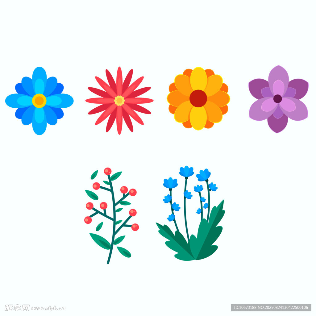 多彩手绘花卉图案集合