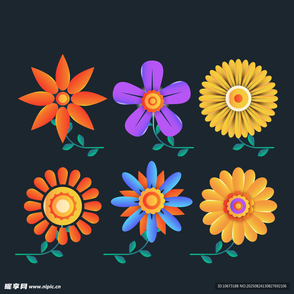 多彩手绘花朵图案