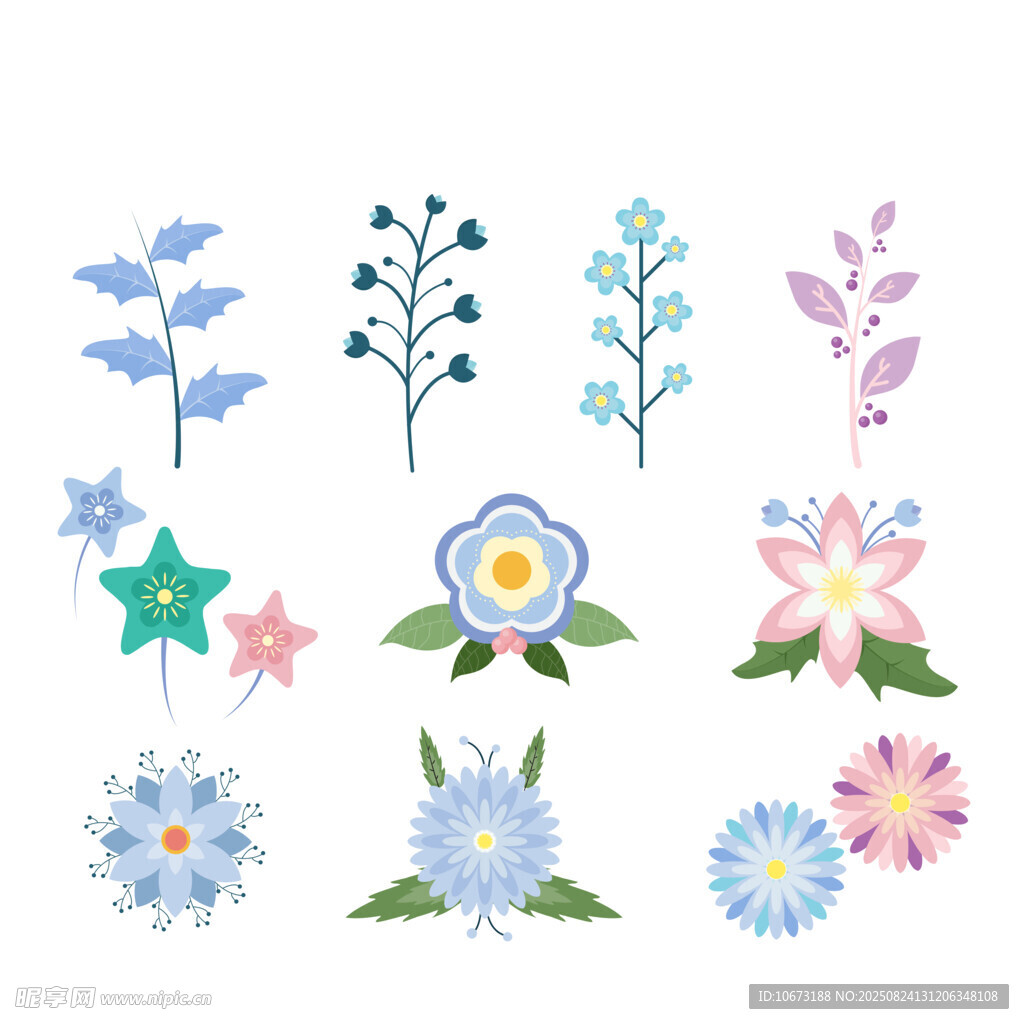 多彩手绘花卉图案集合