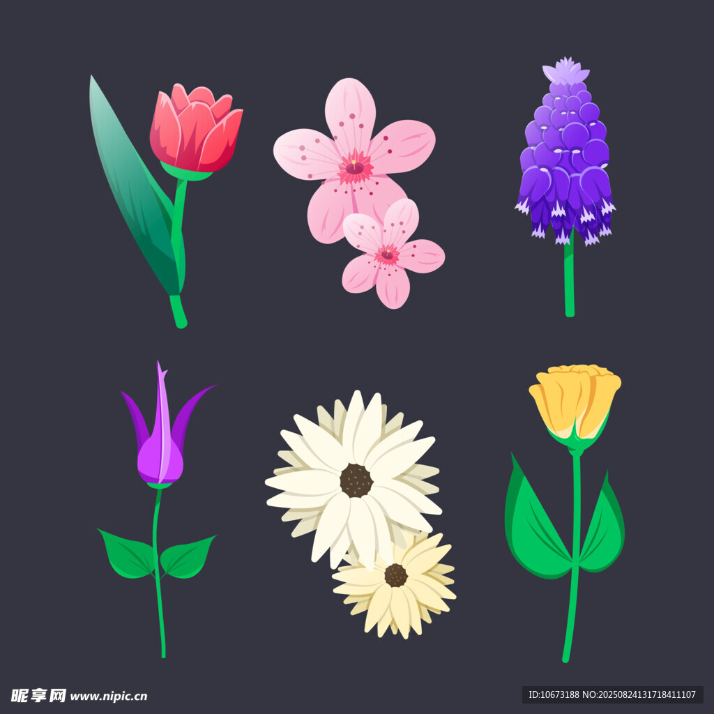 多彩手绘花卉图案集合
