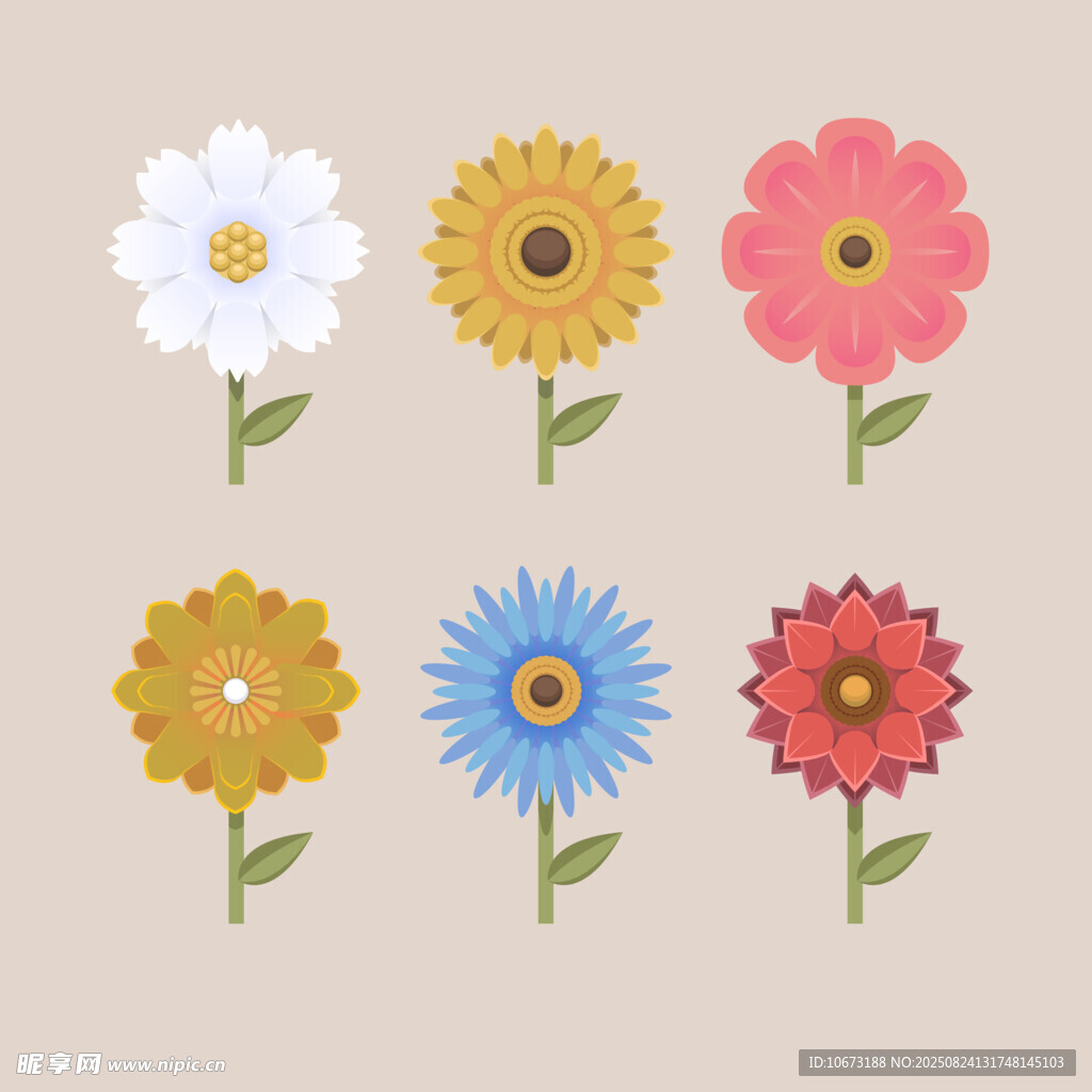 多彩手绘花卉图案集合