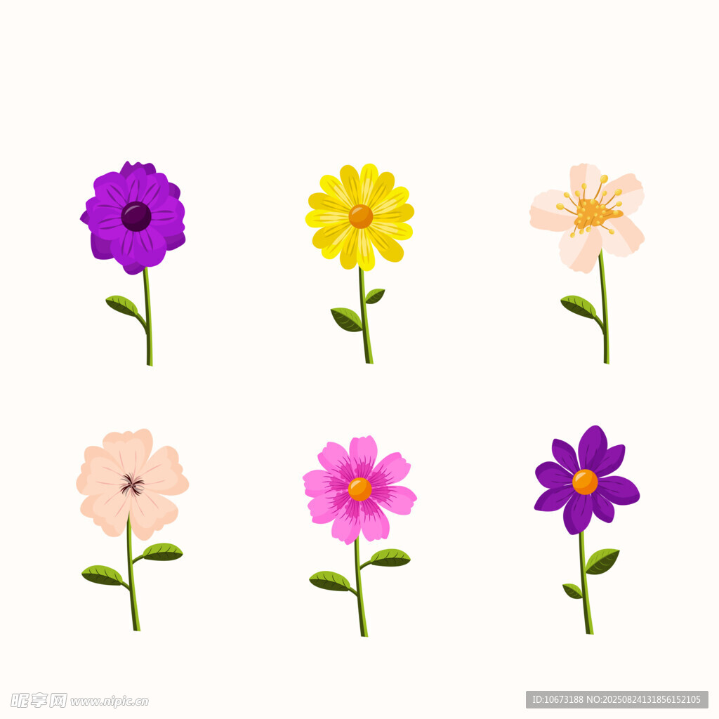 多彩手绘花朵插画