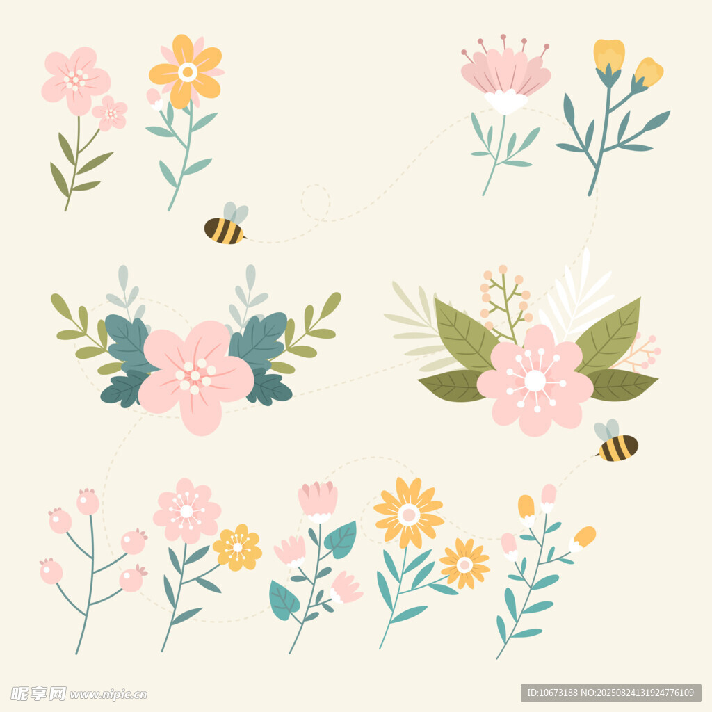 清新花卉插画图案集合