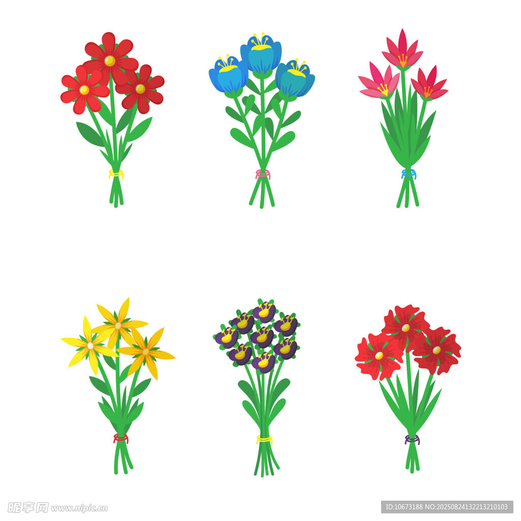 多彩手绘花束插画