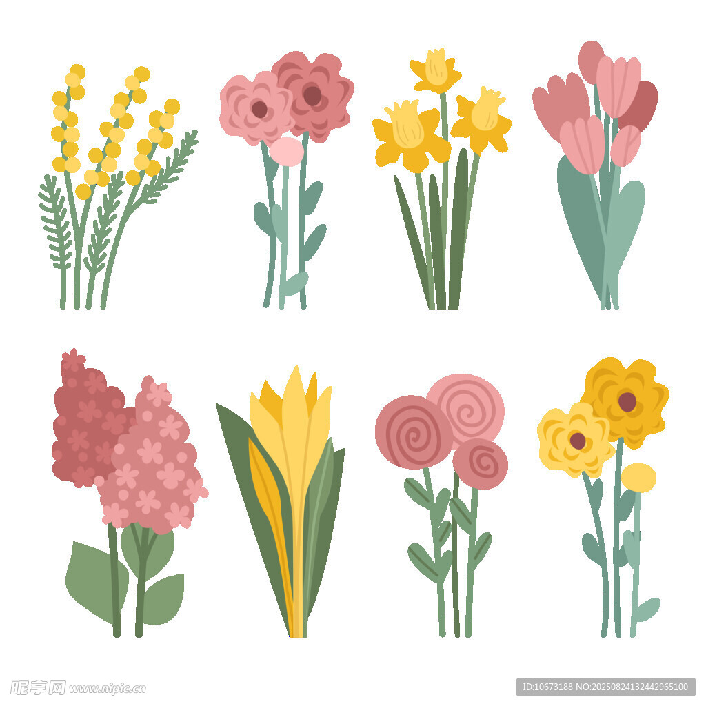 多彩手绘花卉插画集合