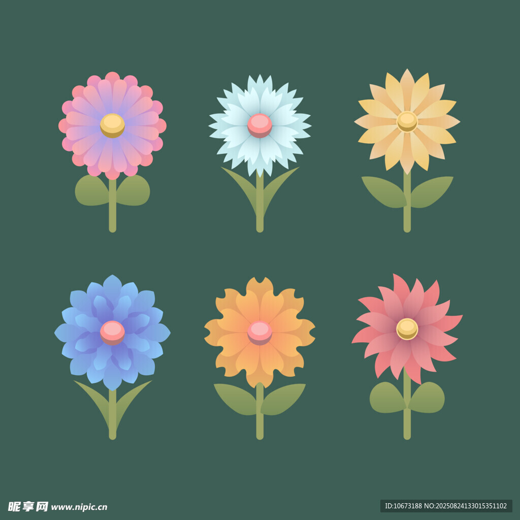 多彩花朵插画