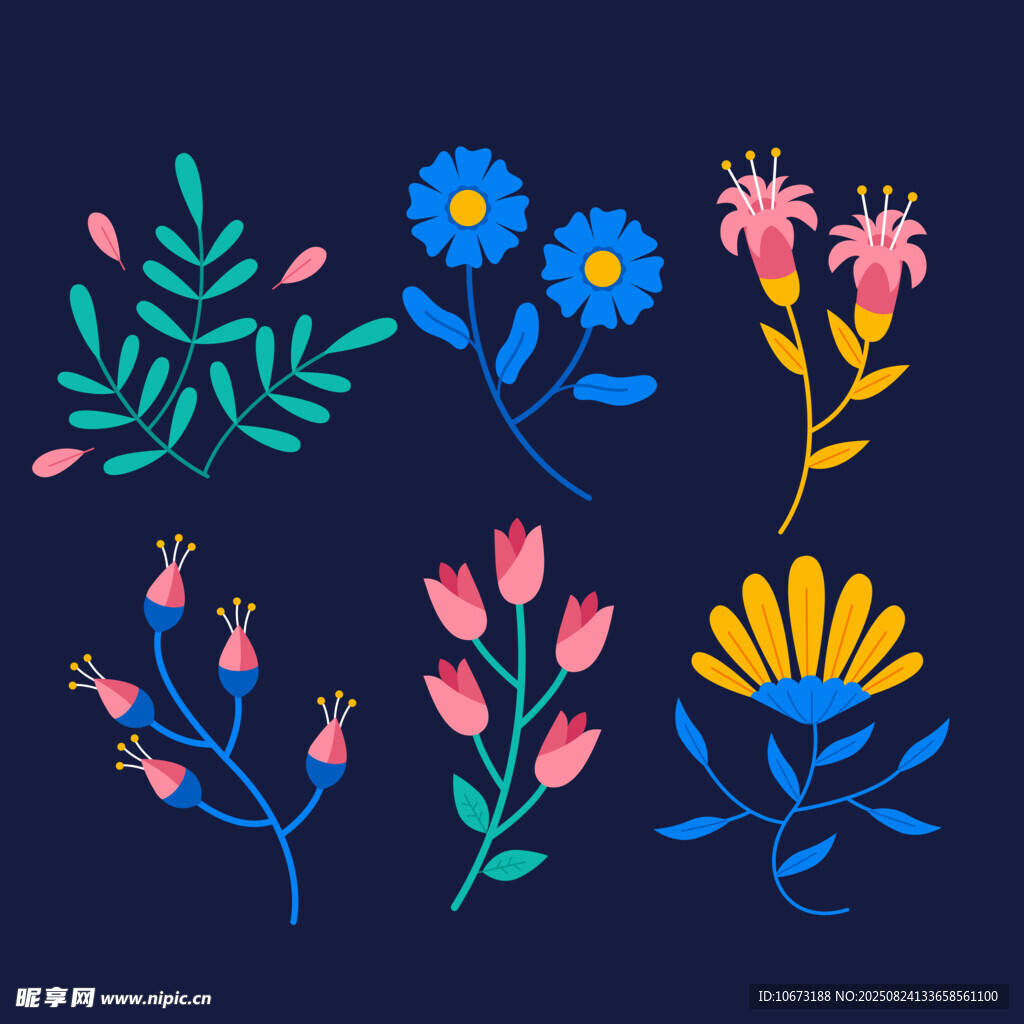 多彩手绘花卉图案集合